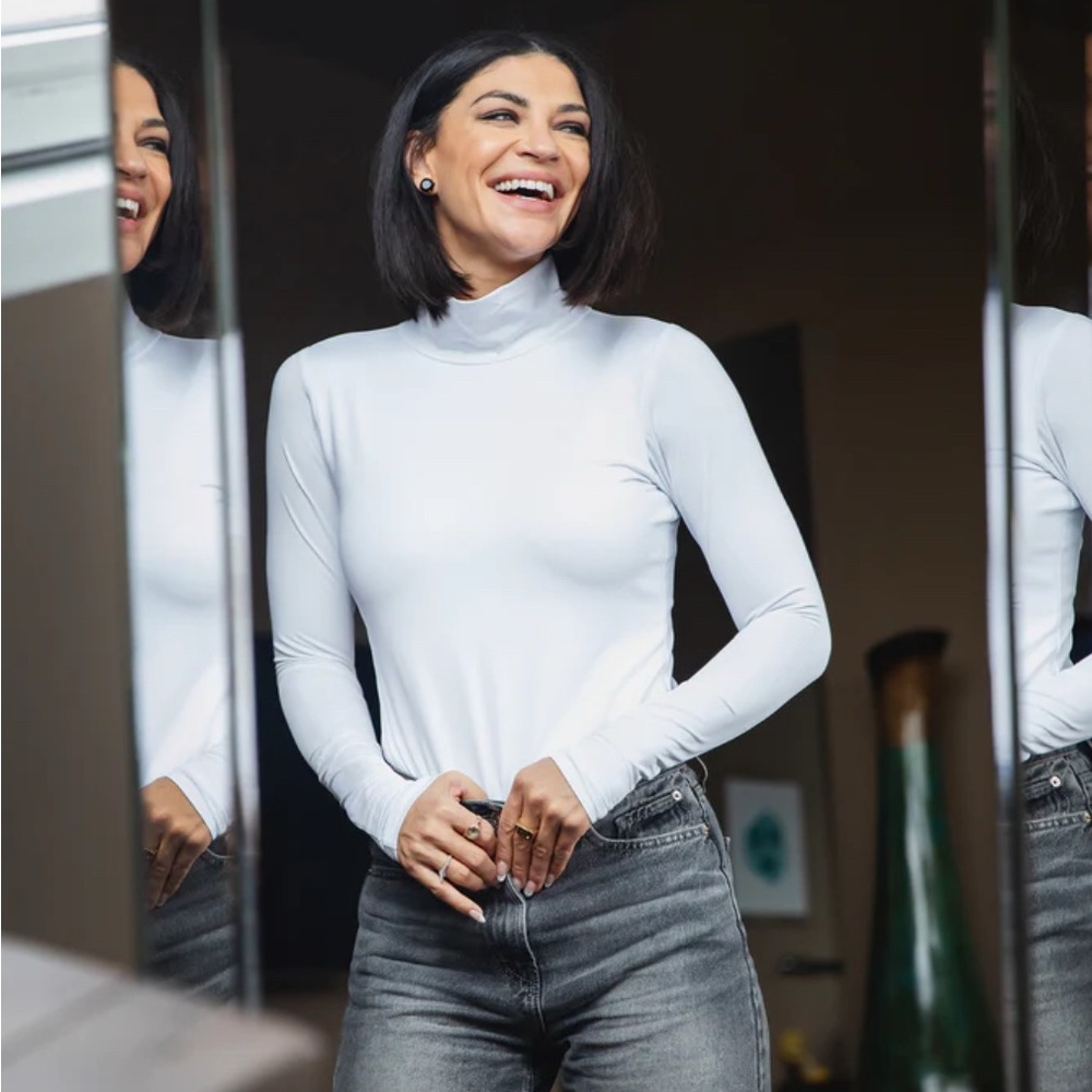 Smash + Tess The Turtleneck long sleeve bodysuit in bright white